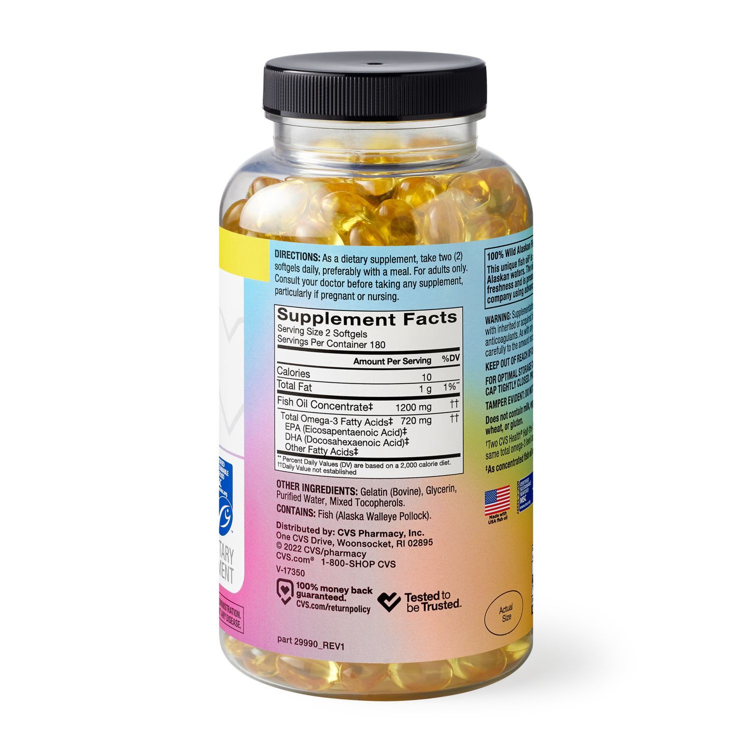 slide 3 of 4, CVS Health 100% Wild Alaskan Fish Oil Softgels, 360 Ct, 1 ct