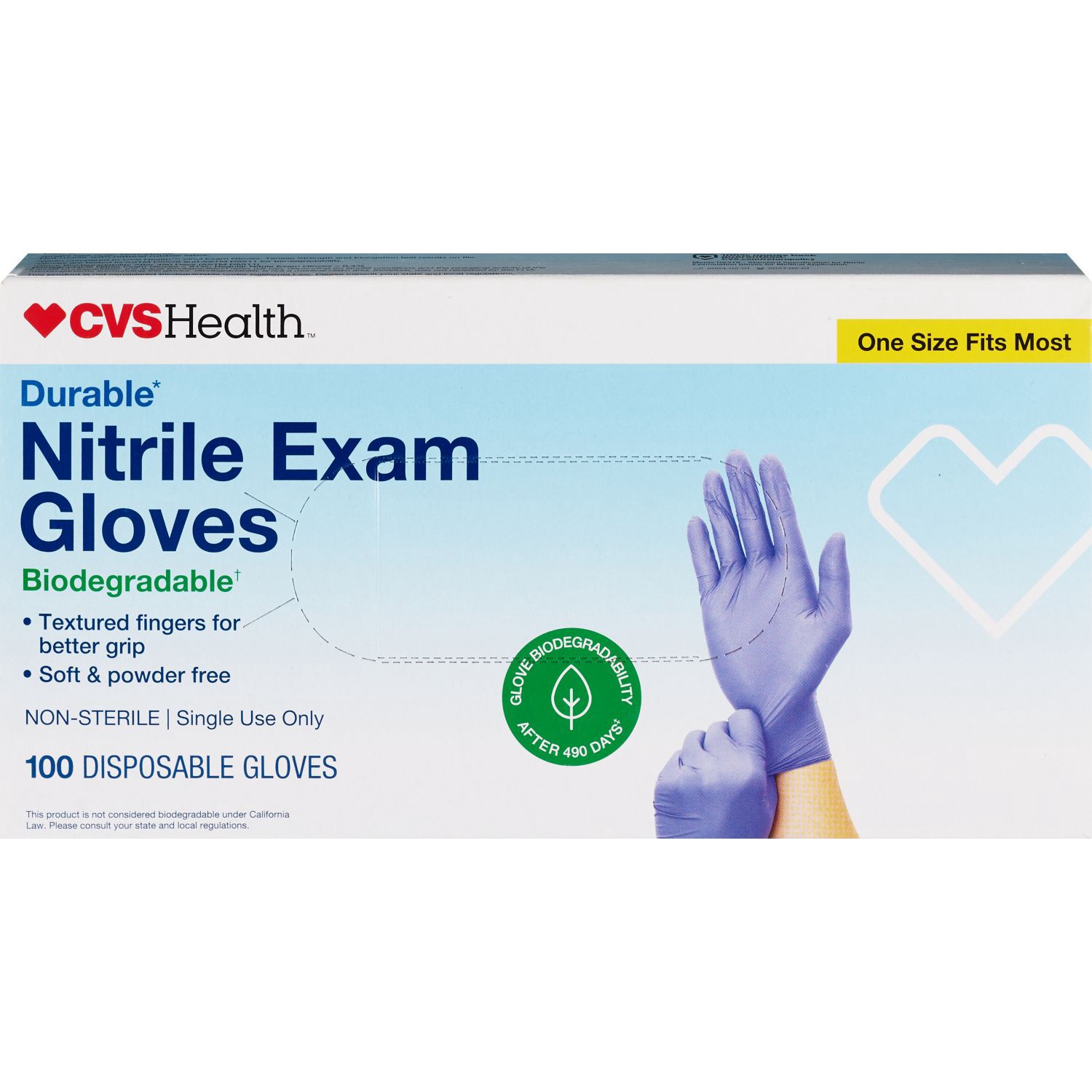 slide 2 of 3, CVS Health Biodegradable Nitrile Exam Gloves, 100 100