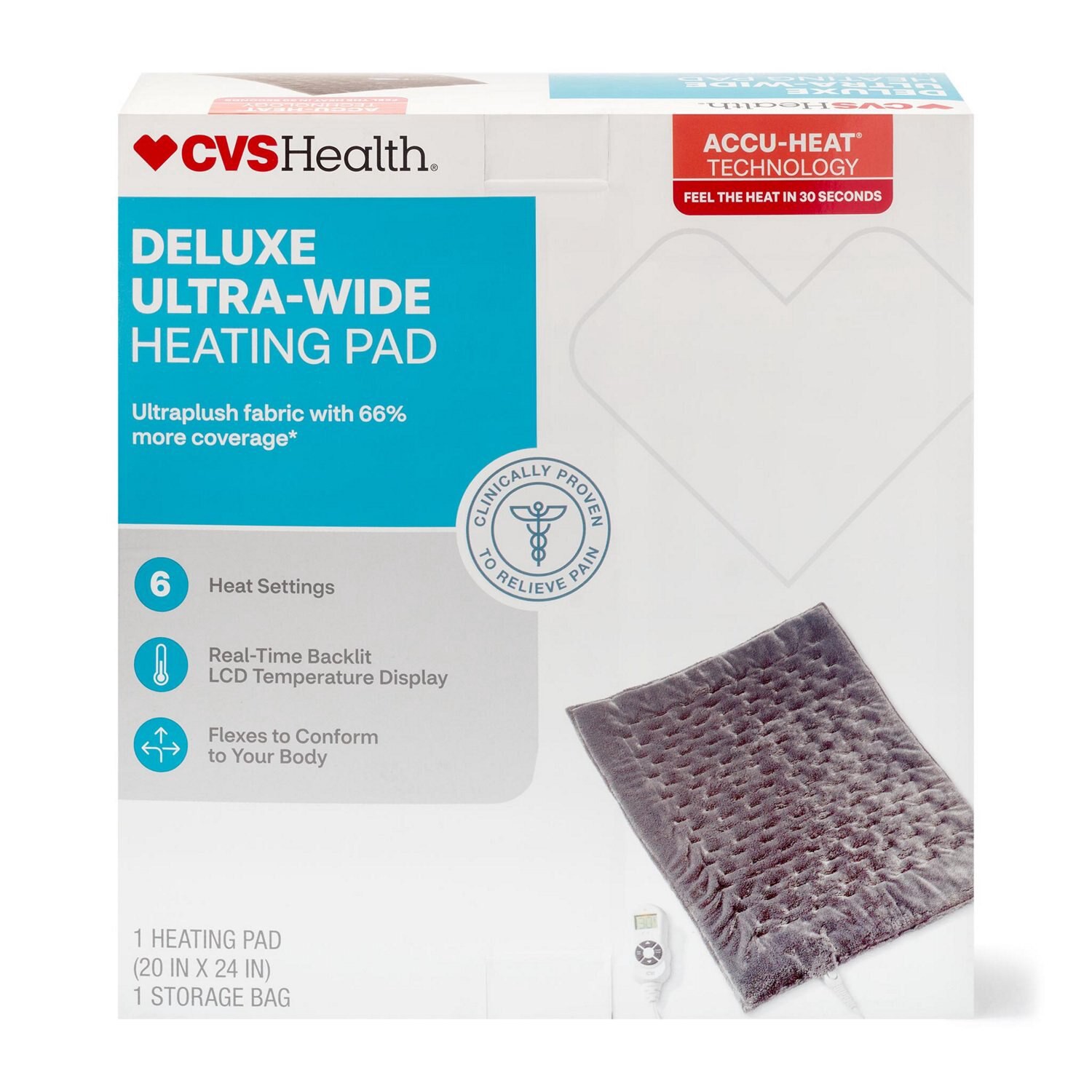 slide 3 of 6, Cvs Health Wide Heating Pad, 1 ct