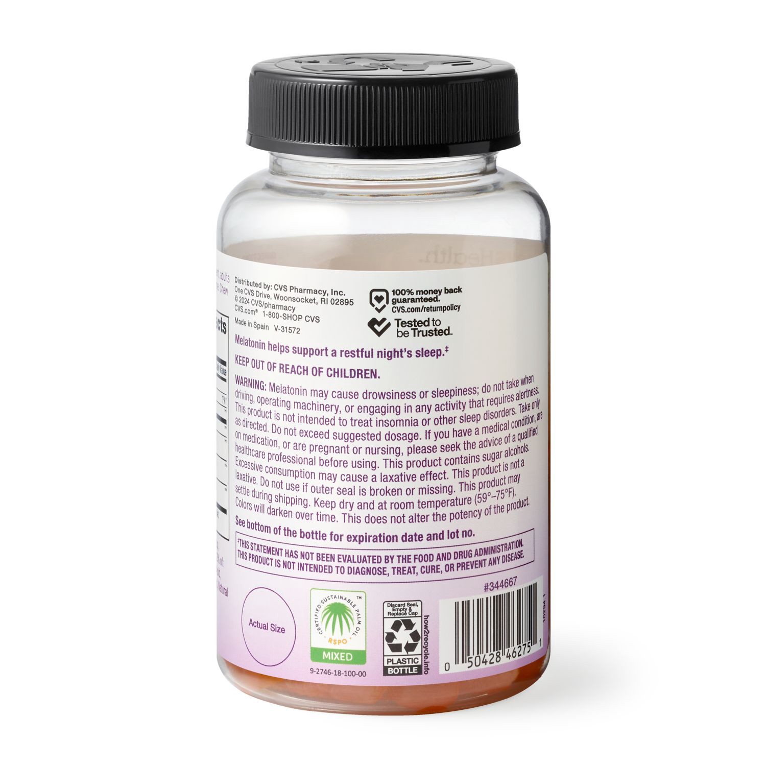 slide 4 of 4, CVS Health Sugar Free Melatonin 3Mg Gummy With Botanicals, 90 Ct, 90 ct