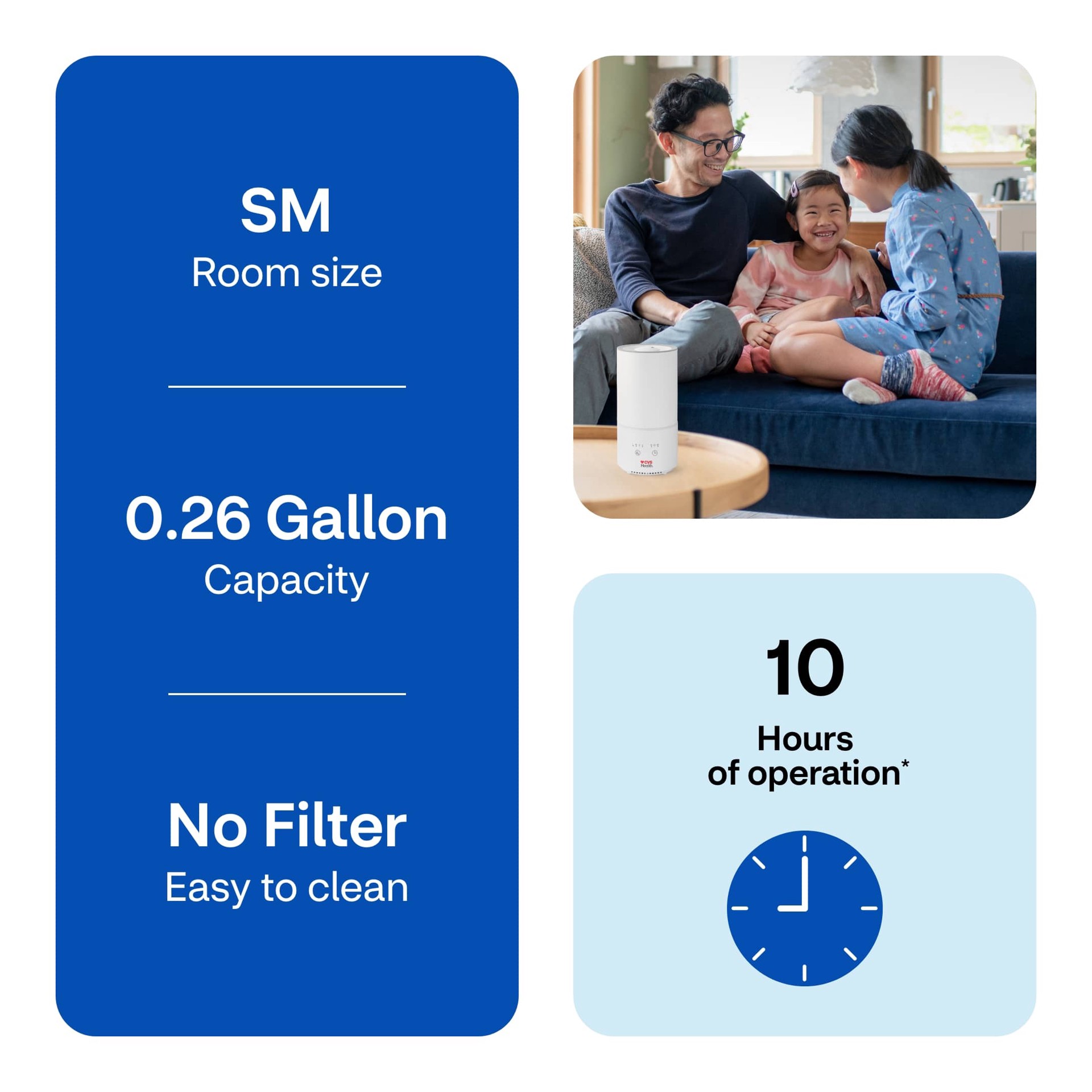 slide 9 of 9, Cvs Health Mini Tf Humidifier, 1 ct