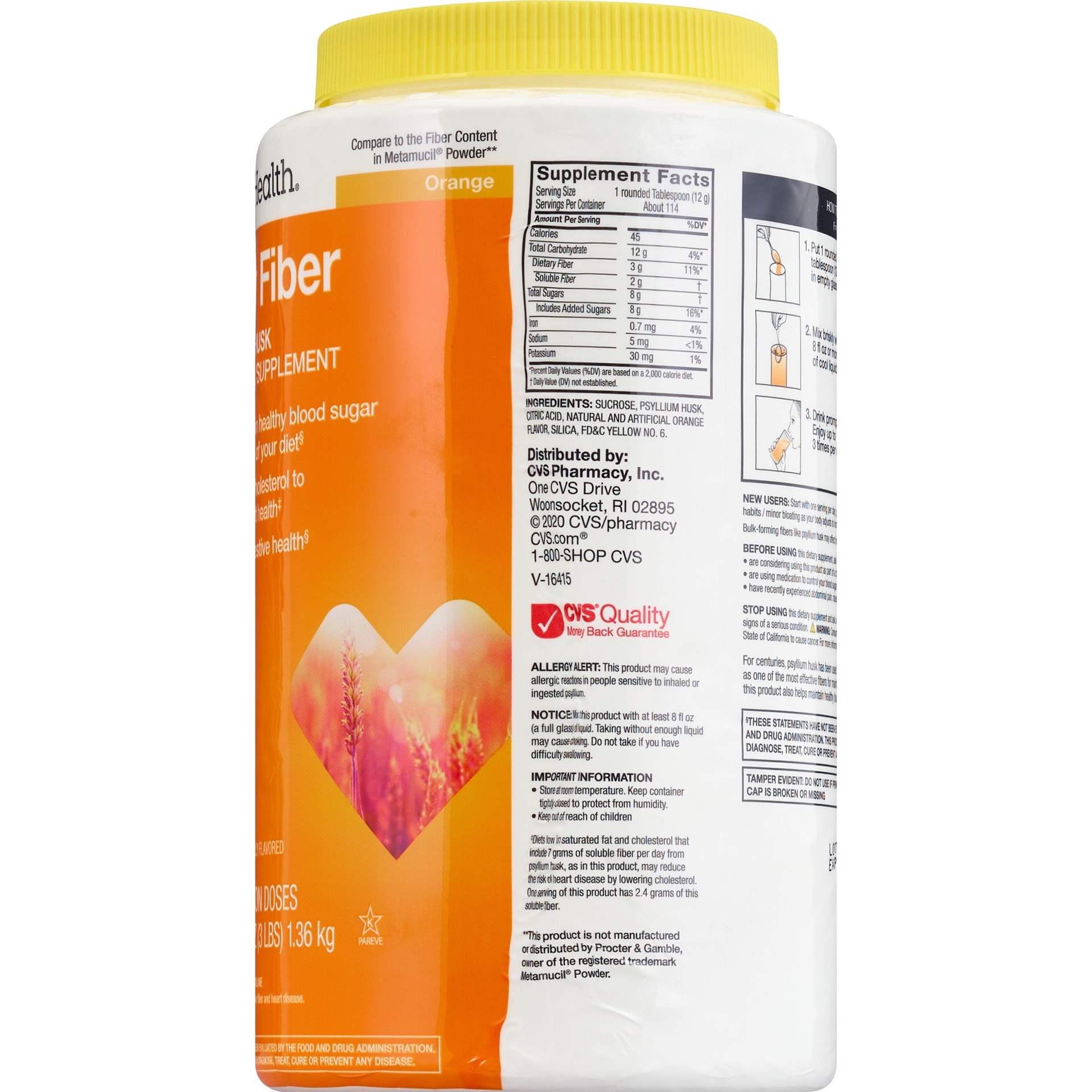 slide 5 of 5, Cvs Health Natural Daily Fiber Smooth Dissolving Orange, 114 Teaspoon Doses, 1 ct