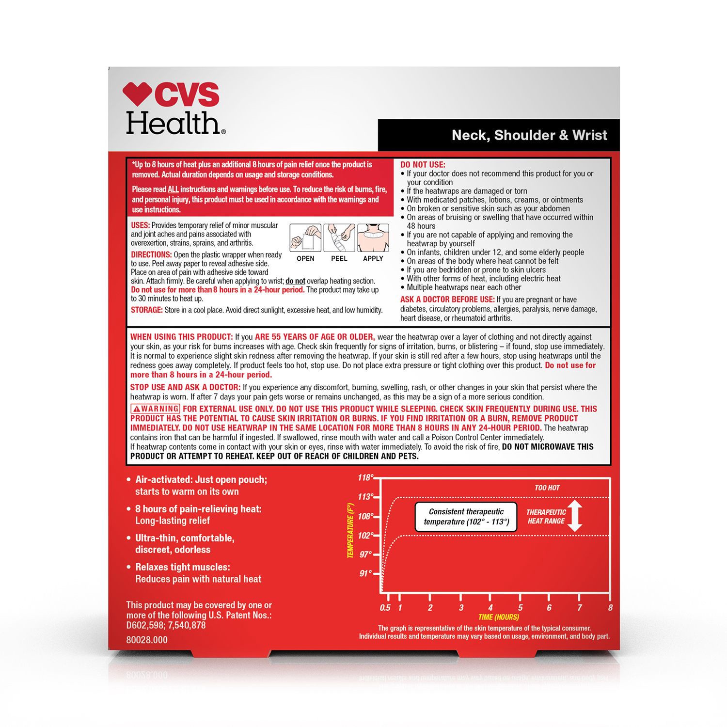 slide 2 of 4, CVS Health Neck, Shoulder & Neck Heatwraps 4Pk, 4 ct