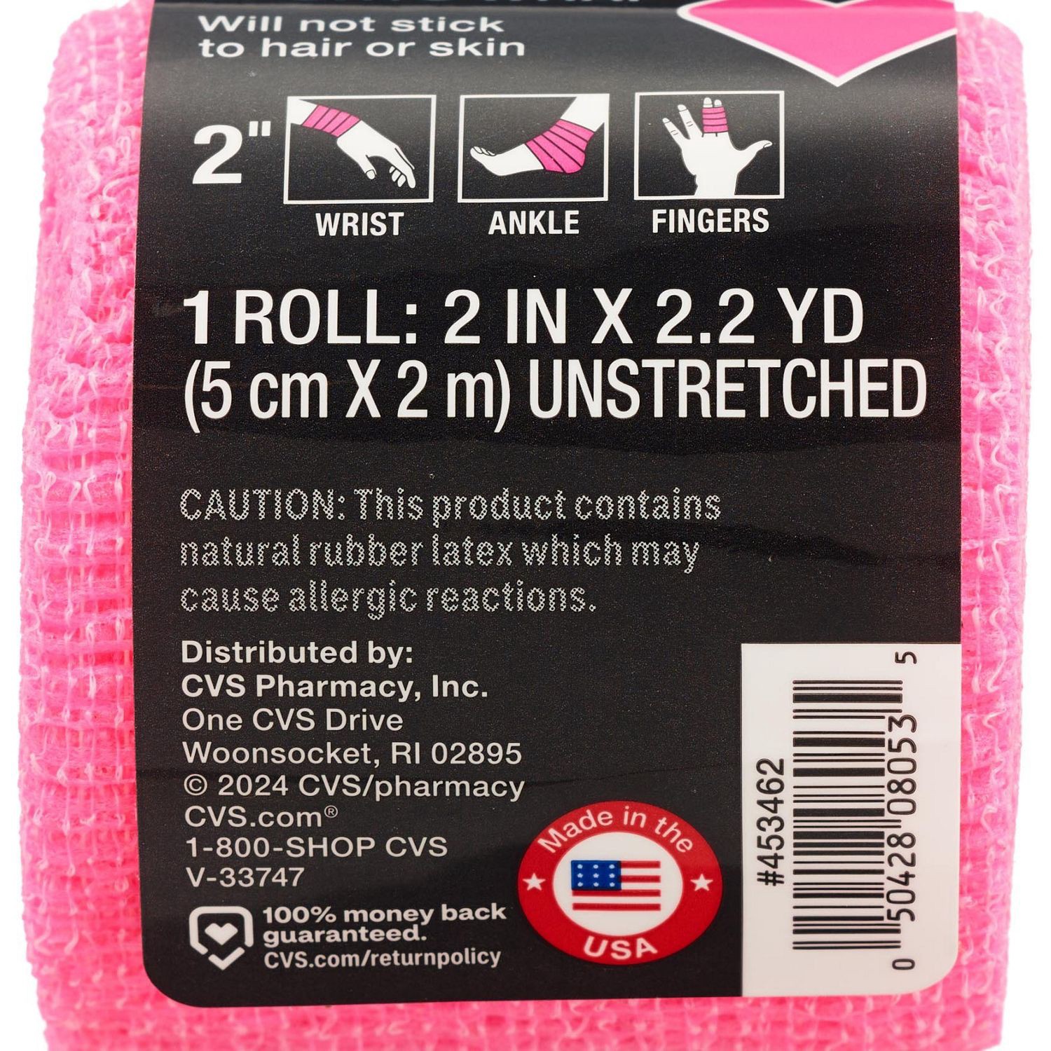 slide 2 of 3, Cvs Health Maximum Support Self Grip Athletic Bandage, 2In. X 70In., Pink, 1 ct