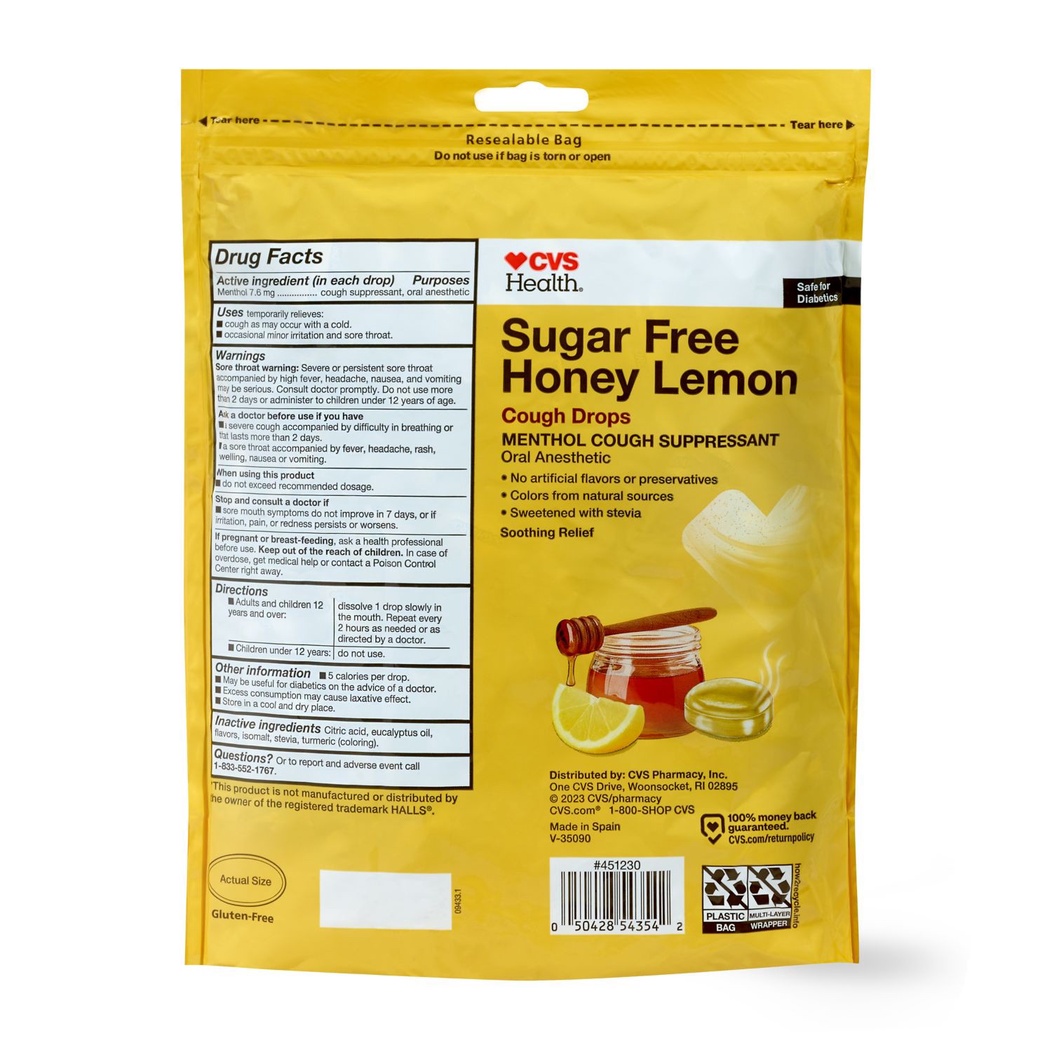 slide 3 of 4, CVS Health Sugar Free Honey Lemon Cough Drops, 140 Ct, 1 ct