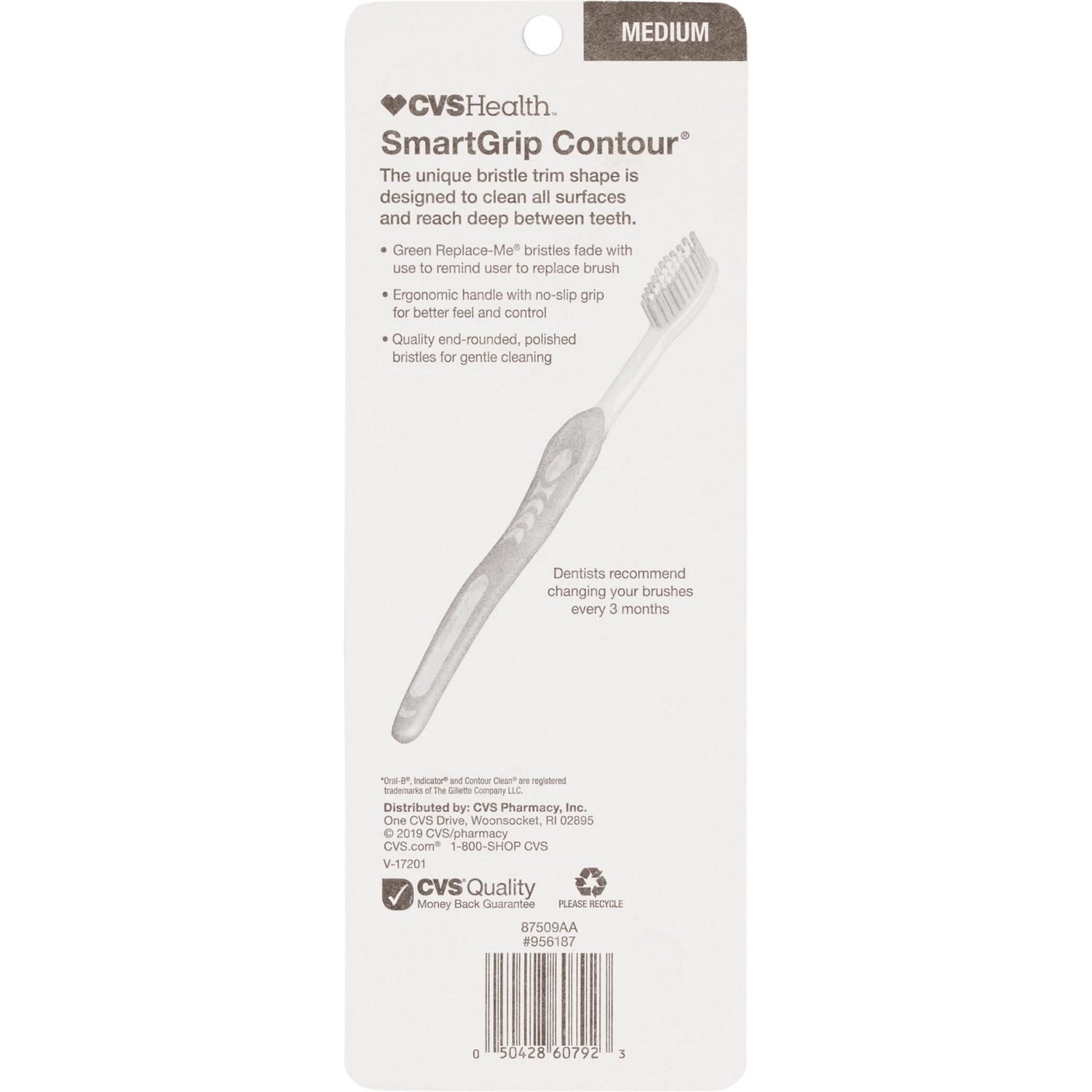 slide 5 of 5, Cvs Health Smartgrip Contour Toothbrush, Medium Bristle, 3 Ct, 1 ct