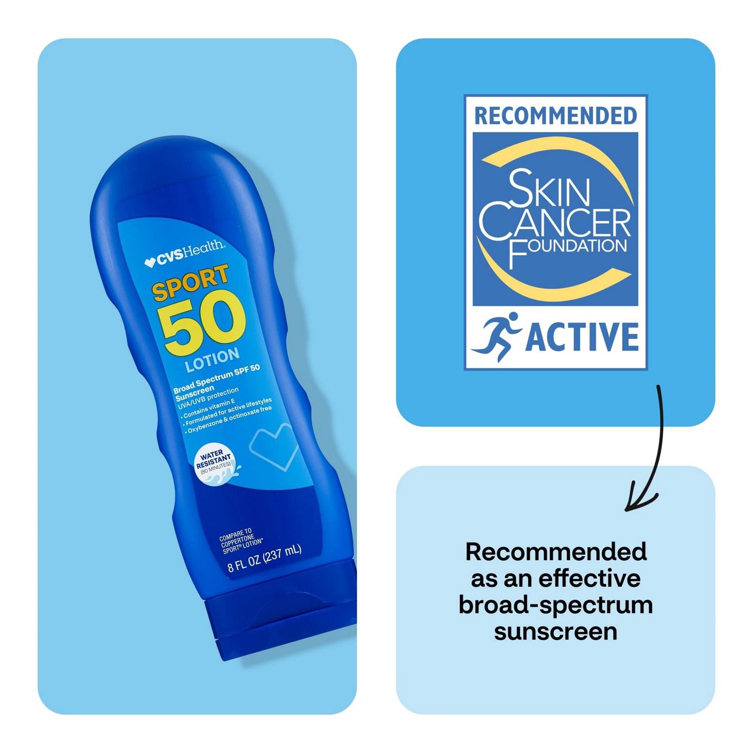 slide 5 of 8, CVS Health Cvs Sport Lotion Spf 50, 8 Oz, 1 ct