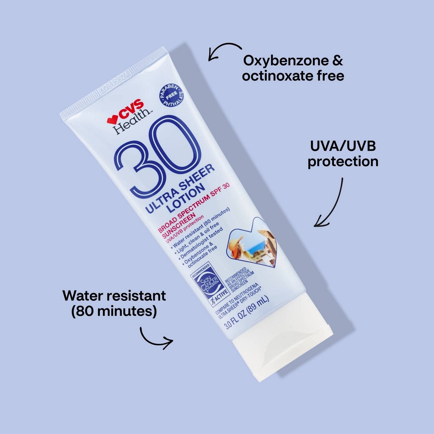 slide 8 of 9, CVS Health Cvs Ultra Sheer Broad Spectrum Sunscreen Lotion, 3 Oz, 1 ct
