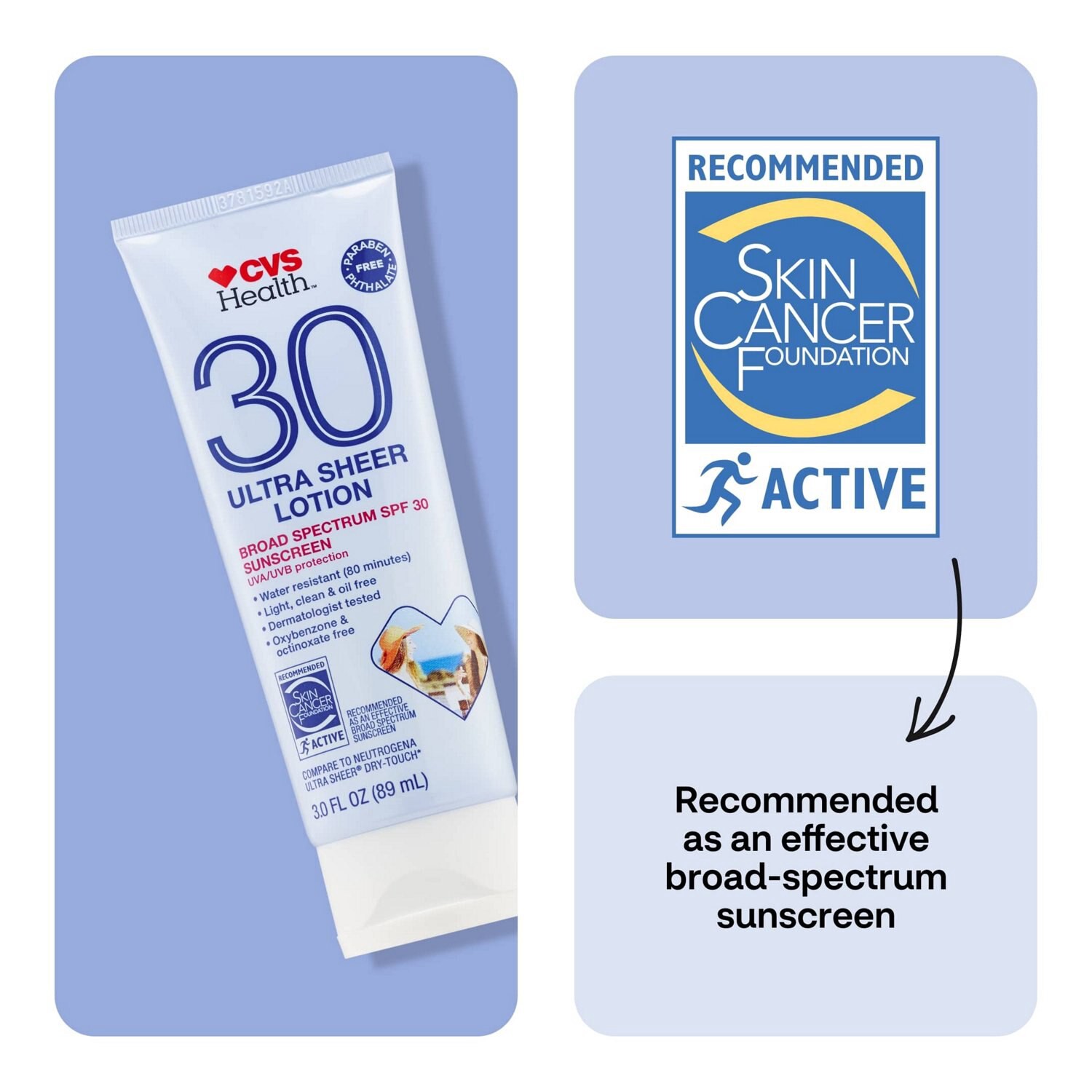 slide 9 of 9, CVS Health Cvs Ultra Sheer Broad Spectrum Sunscreen Lotion, 3 Oz, 1 ct