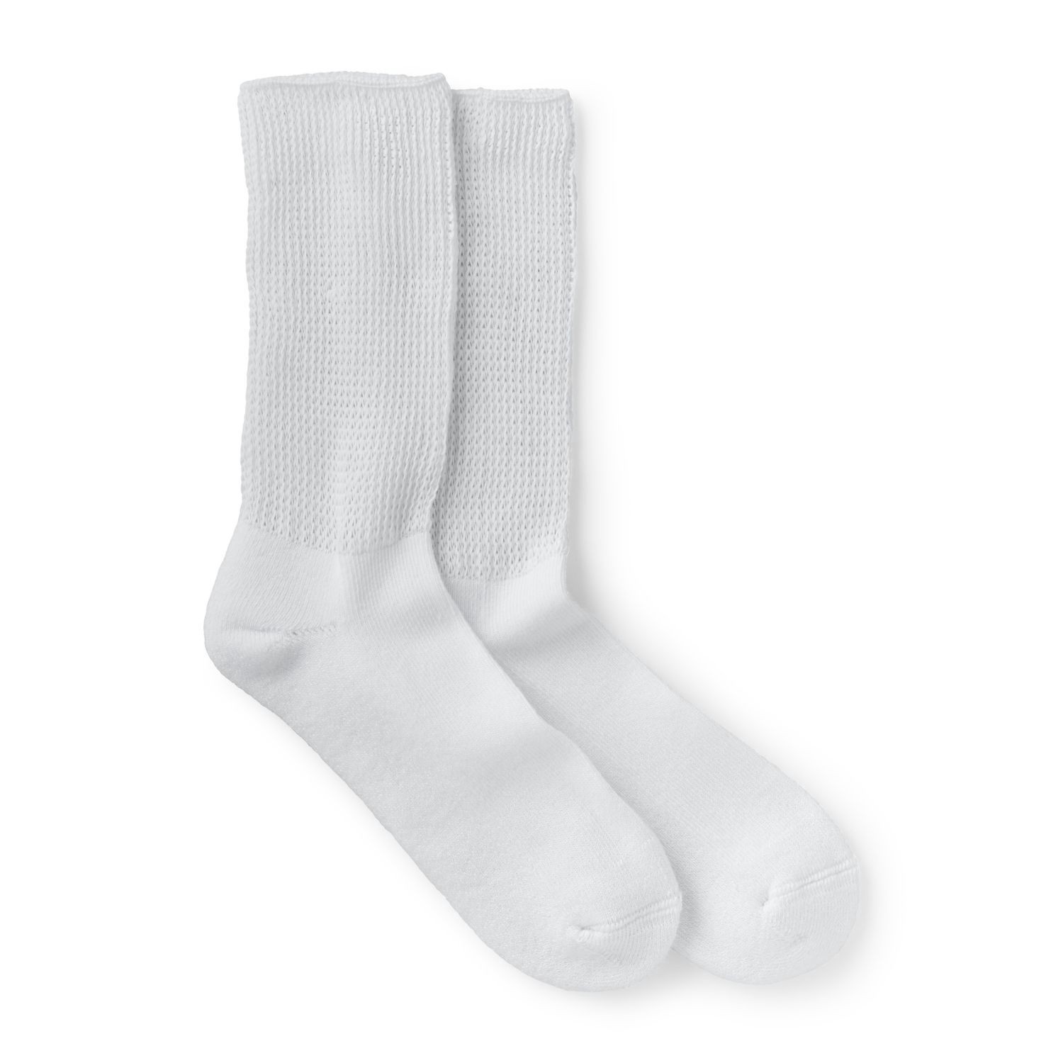 slide 4 of 4, CVS Health Non-Binding Comfort Crew Socks For Diabetics Unisex, 3 Pairs, S/M, White, 1 ct