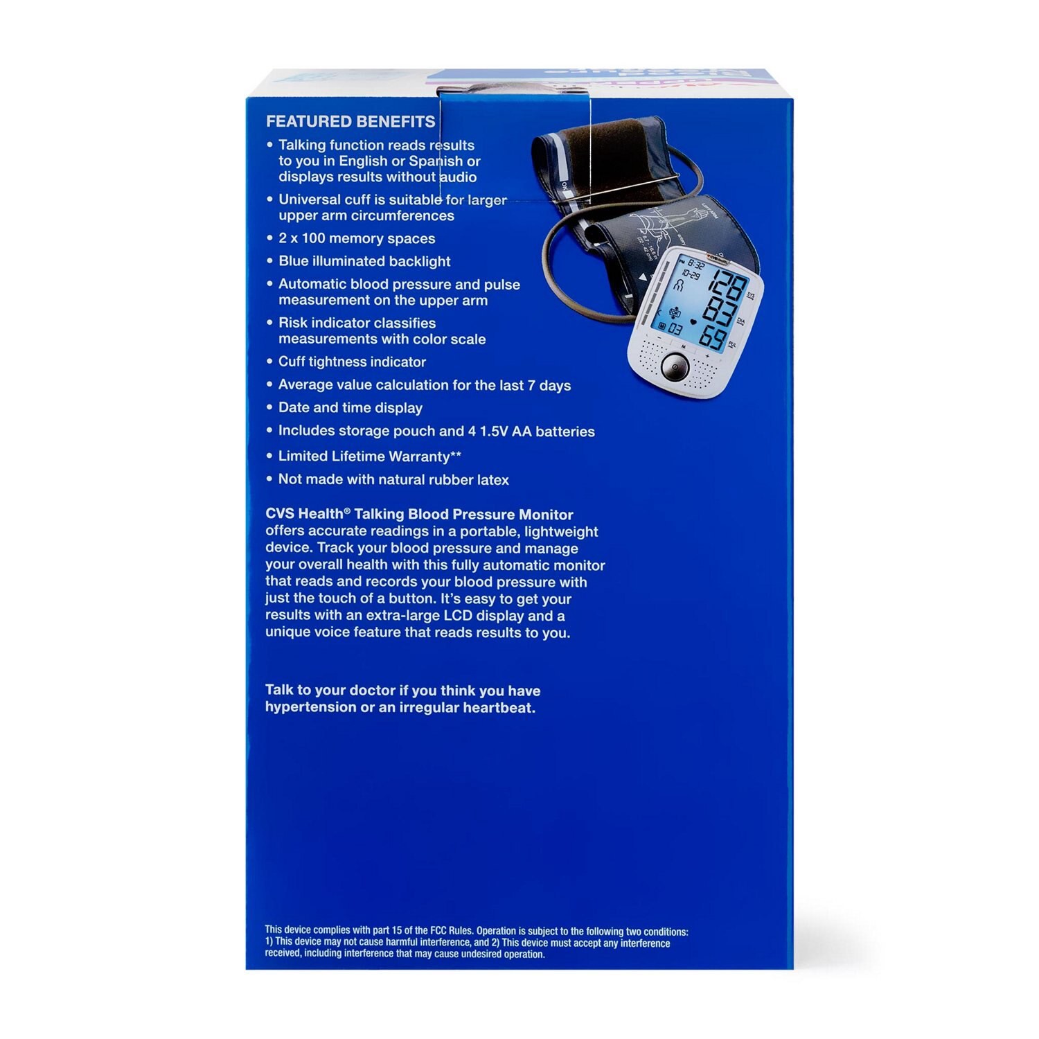 slide 3 of 6, Cvs Health Talking Upper Arm Blood Pressure Monitor, 1 ct