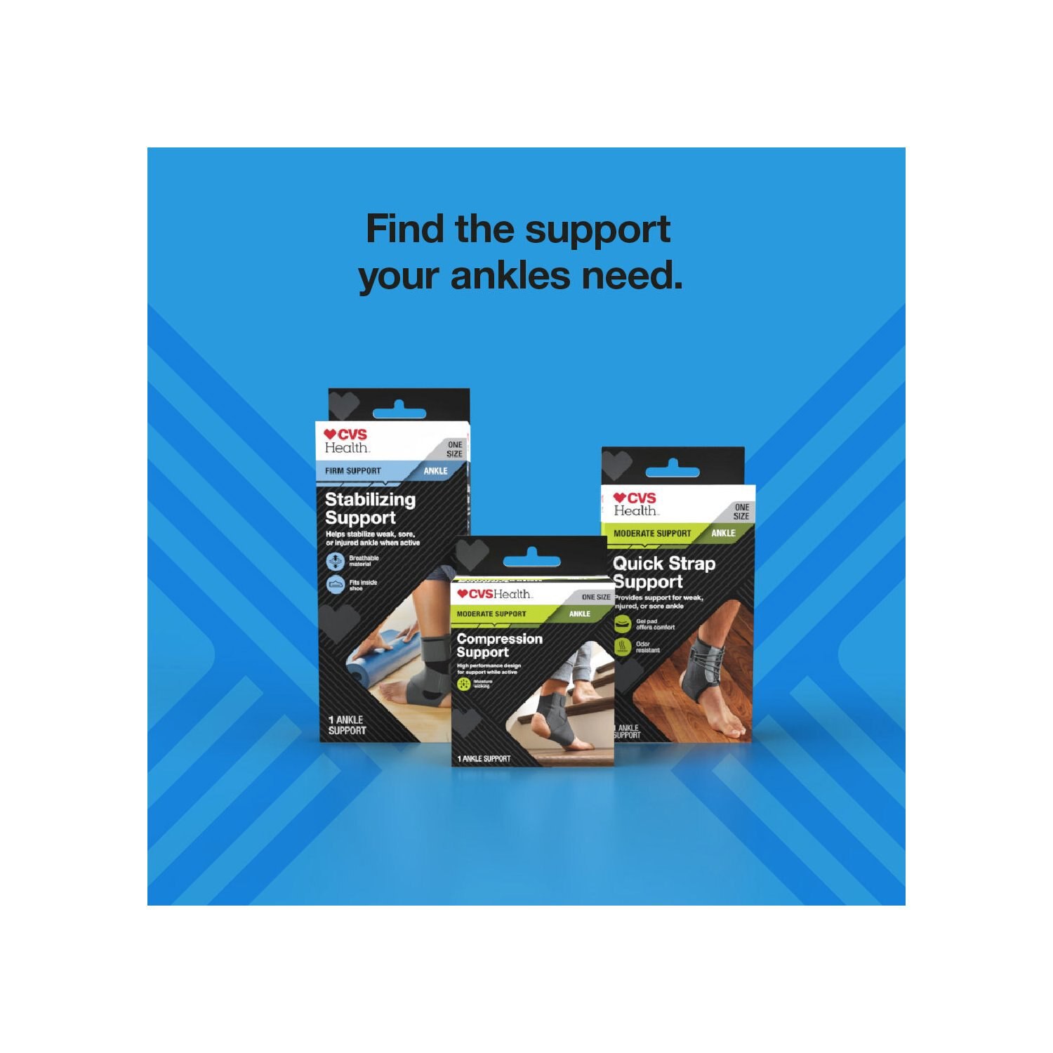 slide 7 of 8, Cvs Health Adjustable Stabilizing Ankle Support, 1 ct