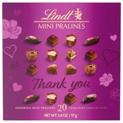 Lindt Mini Pralines Assorted Chocolate Candy Thank You Gift Box, 3.4 oz.