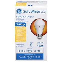 GE 6/12/17 Watts 3-Way Soft White Classic Shape LED A19 Light Bulb 1 ea