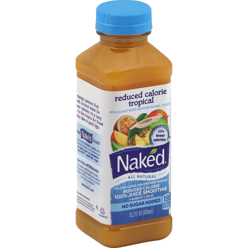 slide 1 of 1, Naked 100% Juice Smoothie, Reduced Calorie Tropical, 15.2 oz