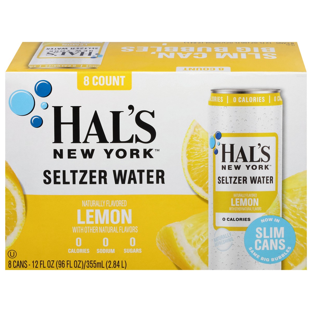 slide 1 of 15, Hal's New York Lemon Seltzer Water - 8 x 12 fl oz Cans, 8 ct