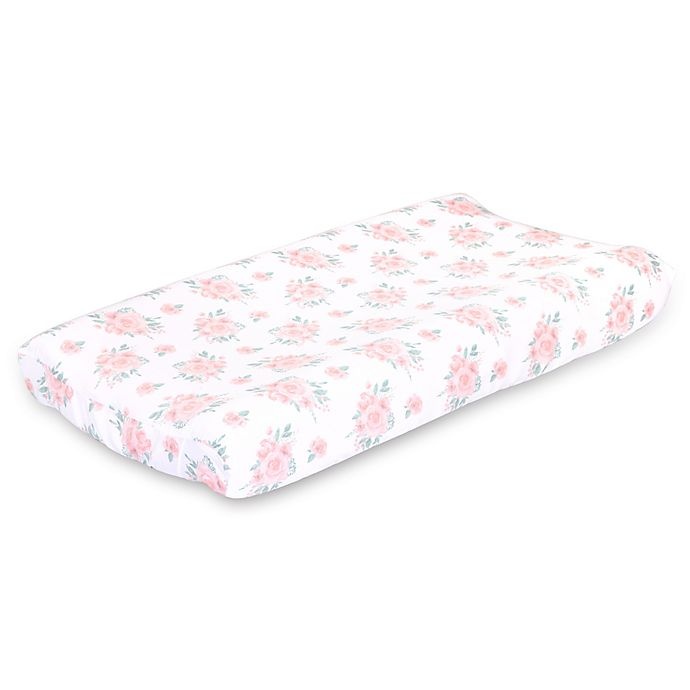 slide 1 of 1, The Peanutshell The Peanut Shell Farmhouse Floral Changing Pad Cover - Pink/Green, 1 ct