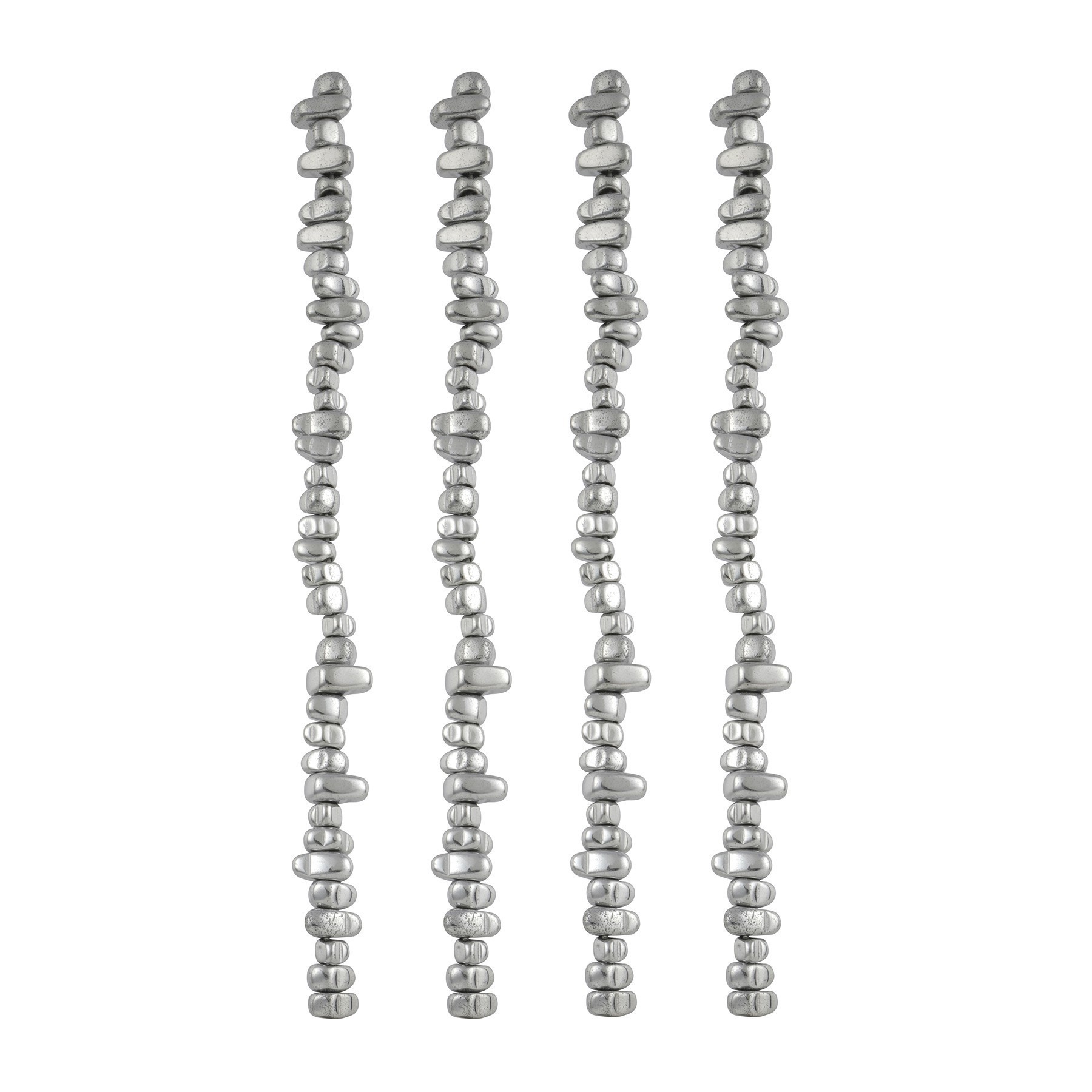 slide 2 of 3, Rhodium Reconstituted Hematite Chip Beads By Bead Landing, 4 strings