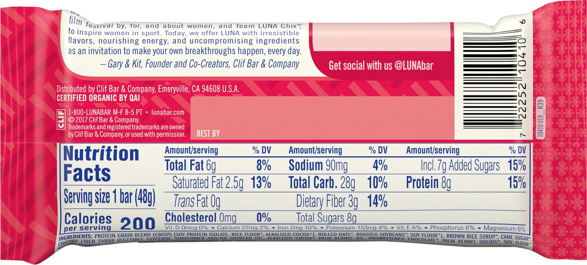 slide 6 of 9, Luna Choc Peppermint Nutrition Bar, 1.7 oz