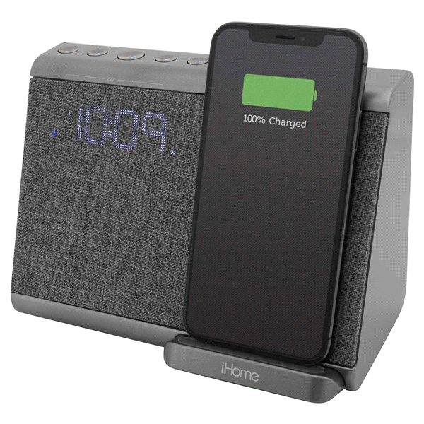 slide 1 of 1, iHome Bluetooth Stereo Wireless Qi Charging Alarm Clock with USB Charging, 1 ct