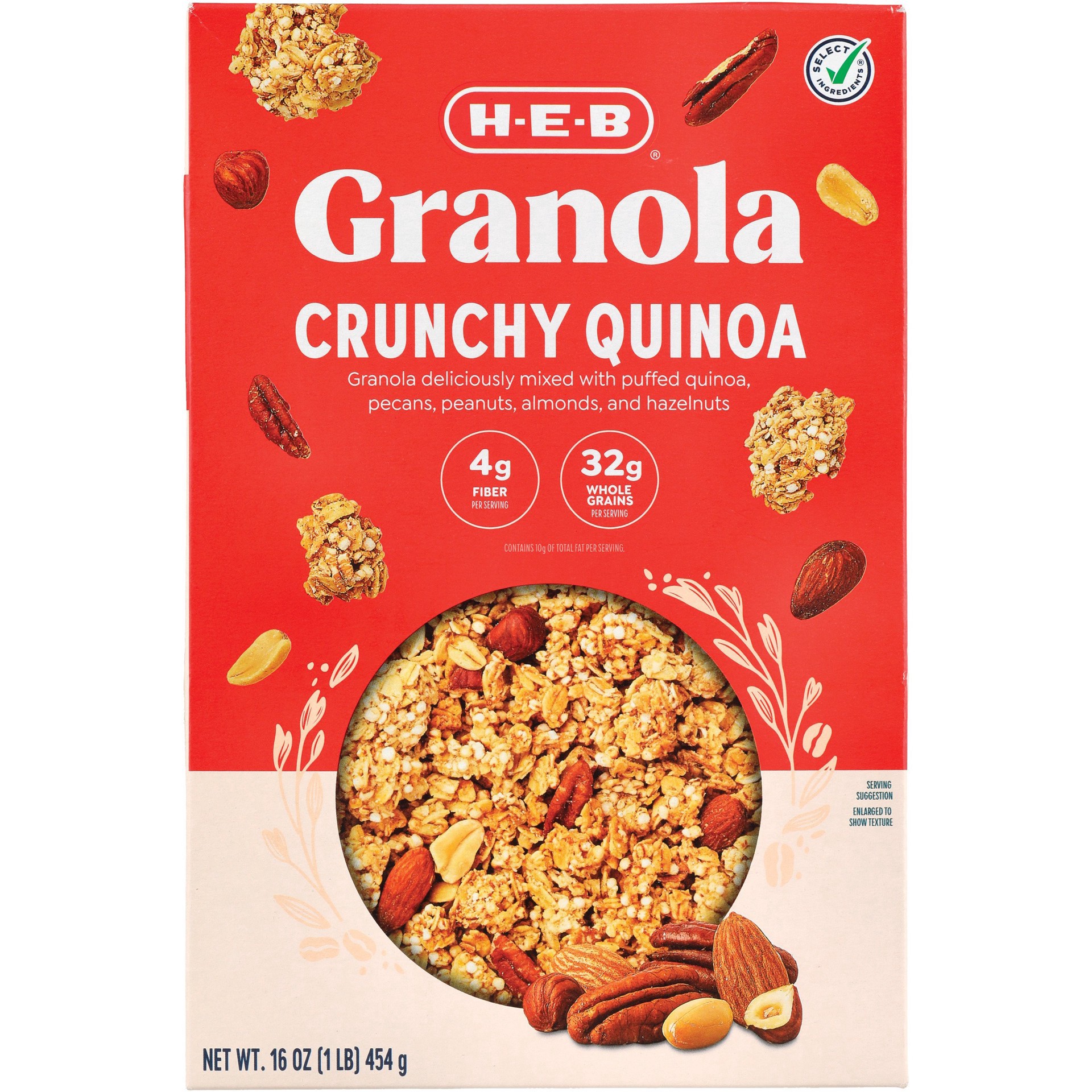 slide 1 of 1, H-E-B Crunchy Quinoa Granola, 16 oz