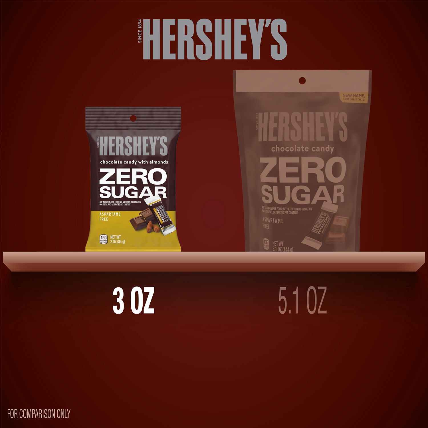 slide 8 of 9, Hershey's Zero Sugar Chocolate with Almonds Candy Bag, 3 oz, 3 oz