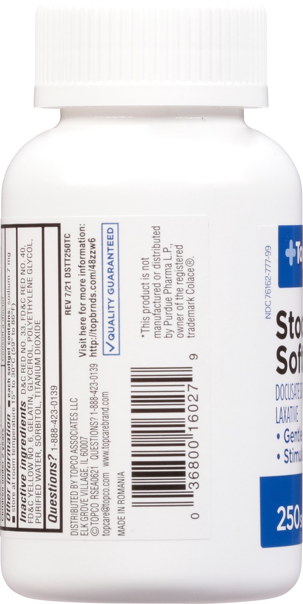 slide 7 of 9, TopCare Stool Softener, Laxative, 250 ct