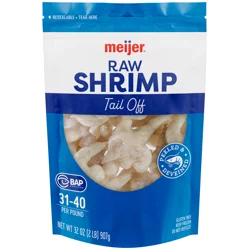 Meijer Raw Shrimp, Peeled & Deveined, 31-40 tail off