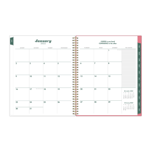 slide 3 of 6, Blue Sky Brit + Co Frosted Weekly/Monthly Planner, 8-1/2'' X 11'', Bouquet, January To December 2022, 136011, 1 ct