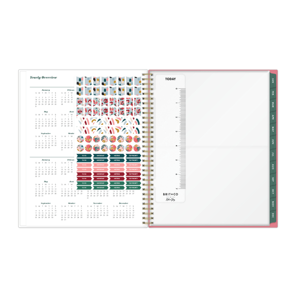 slide 4 of 6, Blue Sky Brit + Co Frosted Weekly/Monthly Planner, 8-1/2'' X 11'', Bouquet, January To December 2022, 136011, 1 ct