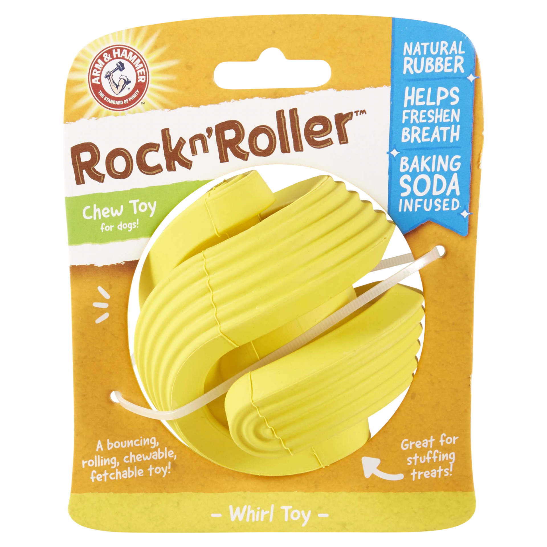 slide 1 of 1, ARM & HAMMER Rockn' Roller Natural Rubber Chew Toy for Dogs, 1 ct