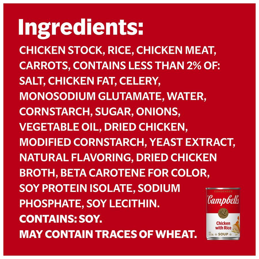 slide 3 of 5, Campbell's Condensed Chicken and Rice Soup, 10.5 oz Can, 10.5 oz