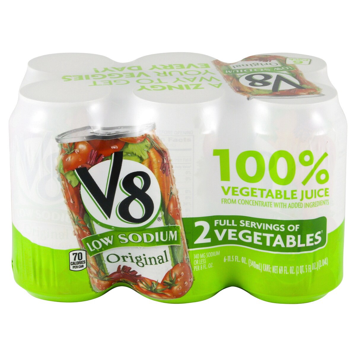 slide 3 of 4, V8 Low Sodium Original 100% Vegetable Juice, 69.000 fl oz
