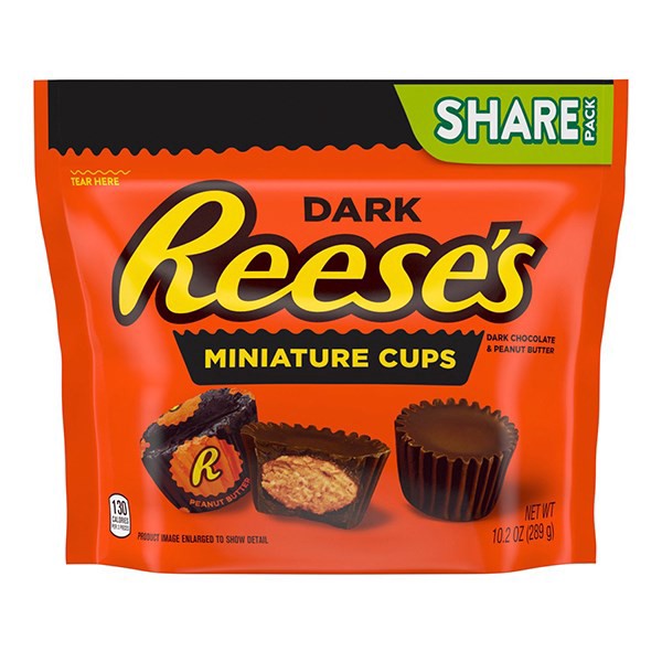 slide 1 of 8, Reese's Miniatures Dark Chocolate Peanut Butter Cups, Candy Share Pack, 10.2 oz, 10.2 oz