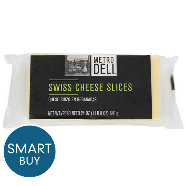 slide 1 of 1, Metro Deli Swiss Cheese Slices Smart Buy Value Pack, 1.5 lb