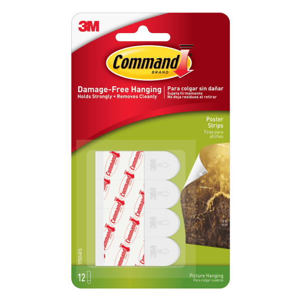 slide 1 of 1, 3M Command Poster Strips, Pack Of 12 Strips, 12 ct