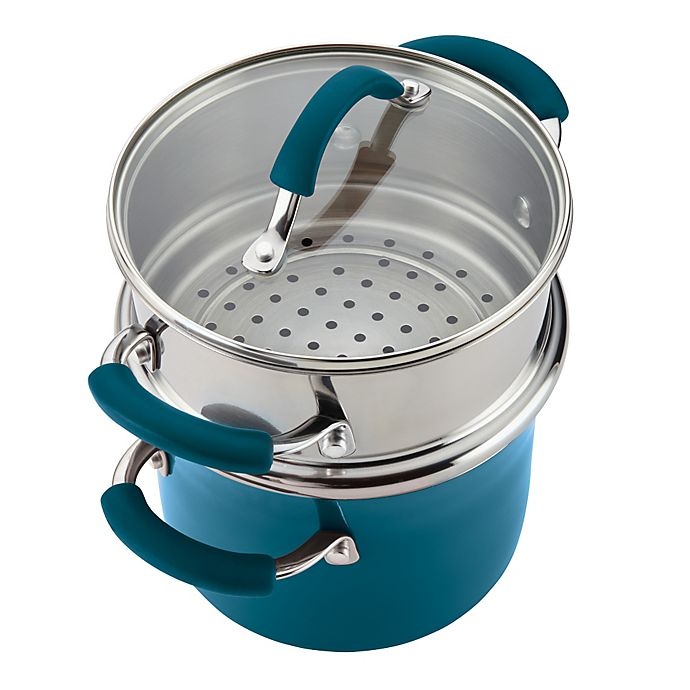 slide 2 of 5, Rachael Ray Classic Brights Nonstick Covered Steamer Set - Marine Blue, 3 qt