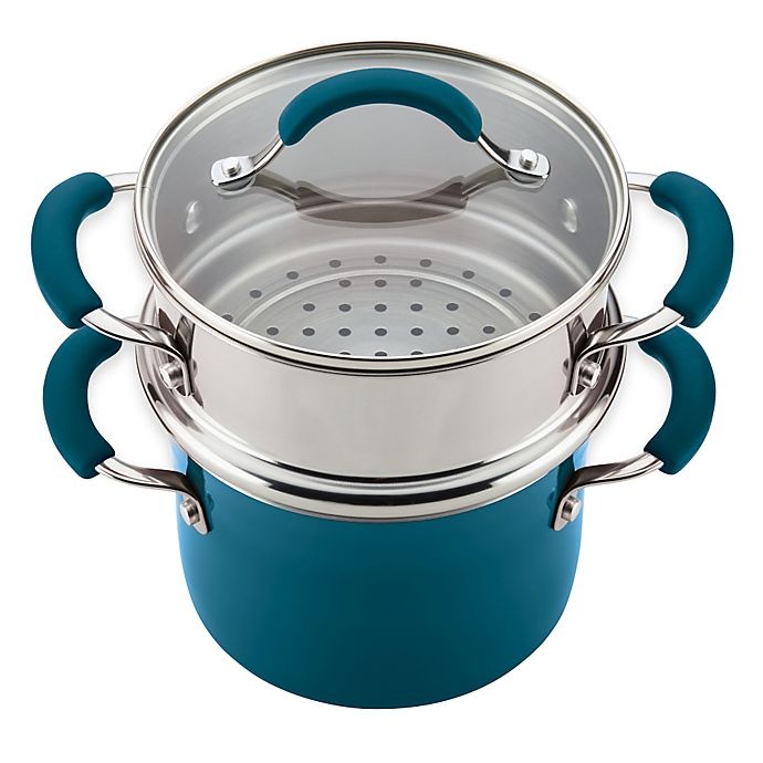 slide 1 of 5, Rachael Ray Classic Brights Nonstick Covered Steamer Set - Marine Blue, 3 qt