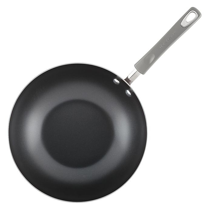 slide 4 of 4, Rachael Ray Classic Brights Nonstick Covered Stir Fry Pan - Sea Salt Grey, 11 in