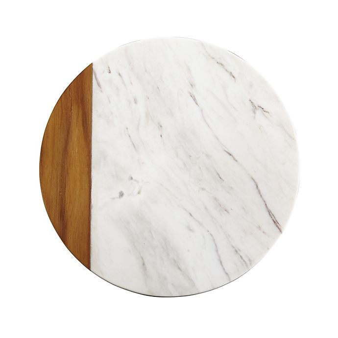 slide 2 of 2, Anolon Pantryware Round Serving Board - White Marble/Teak, 10 in