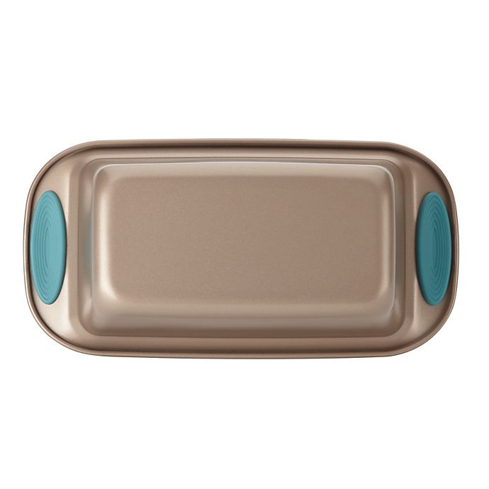 slide 4 of 4, Rachael Ray Cucina Nonstick Loaf Pan - Latte Brown/Agave Blue, 9 in x 5 in