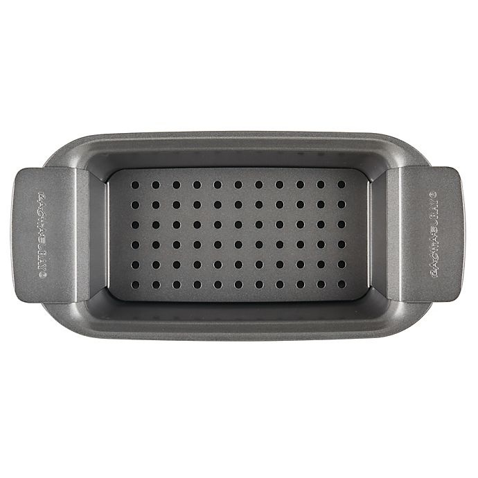 slide 2 of 6, Rachael Ray Meat Loaf Pan with Fat Draining Insert - Grey, 9 in x 5 in