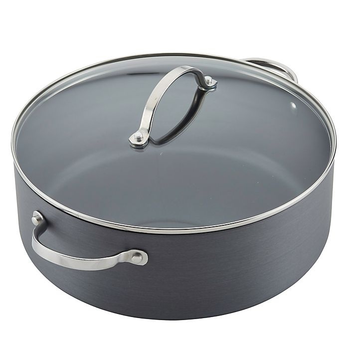 slide 4 of 5, Anolon Professional Nonstick Hard-Anodized Covered Wide Stock Pot - Grey, 7.5 qt