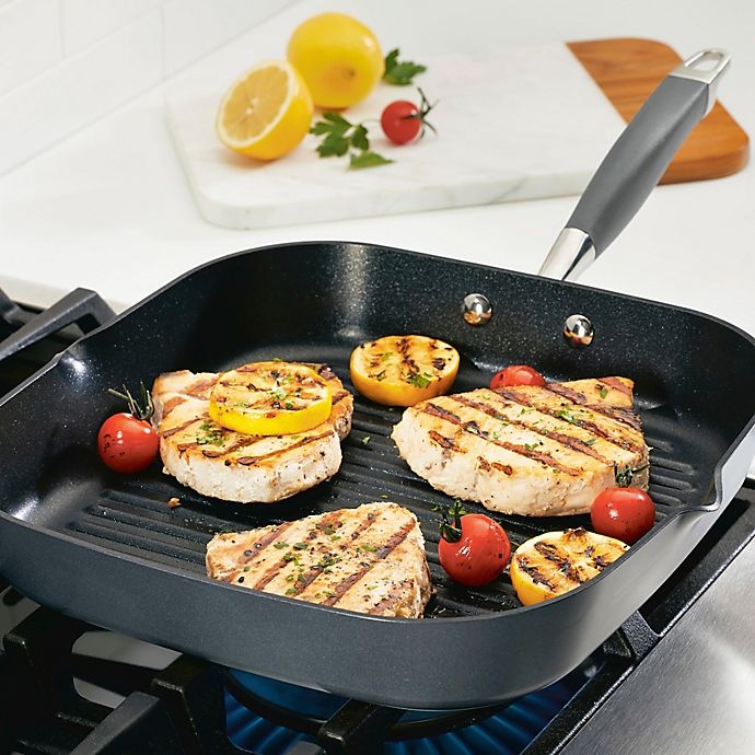 slide 2 of 3, Anolon Advanced Home Nonstick Hard-Anodized Aluminum Deep Square Grill Pan - Moonstone, 11 in