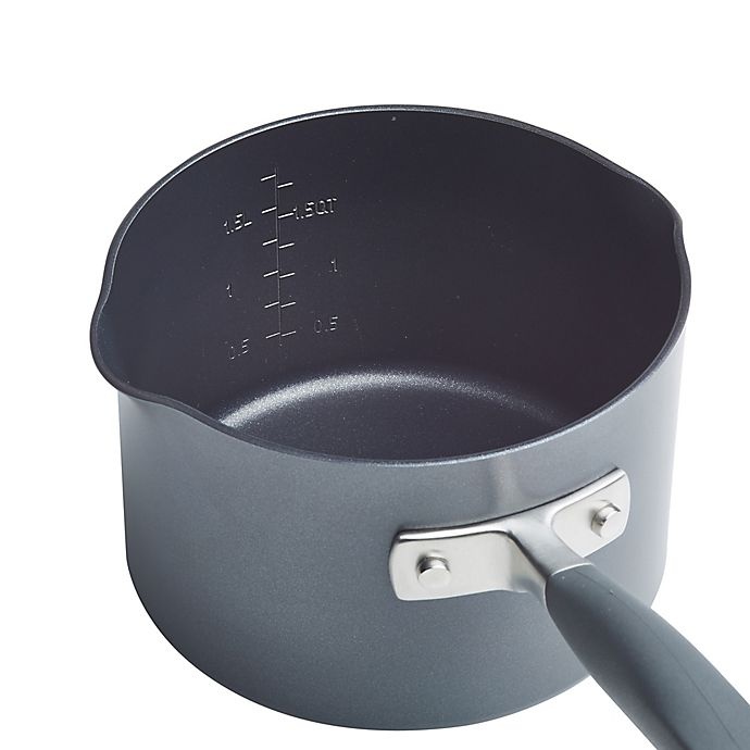 slide 7 of 7, Anolon Advanced Home Nonstick Hard-Anodized Aluminum Straining Saucepan - Moonstone, 2 qt