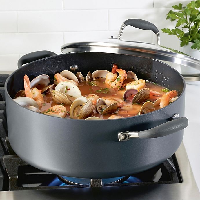 slide 3 of 3, Anolon Advanced Home Nonstick Hard-Anodized Covered Wide Stock Pot - Moonstone, 7.5 qt