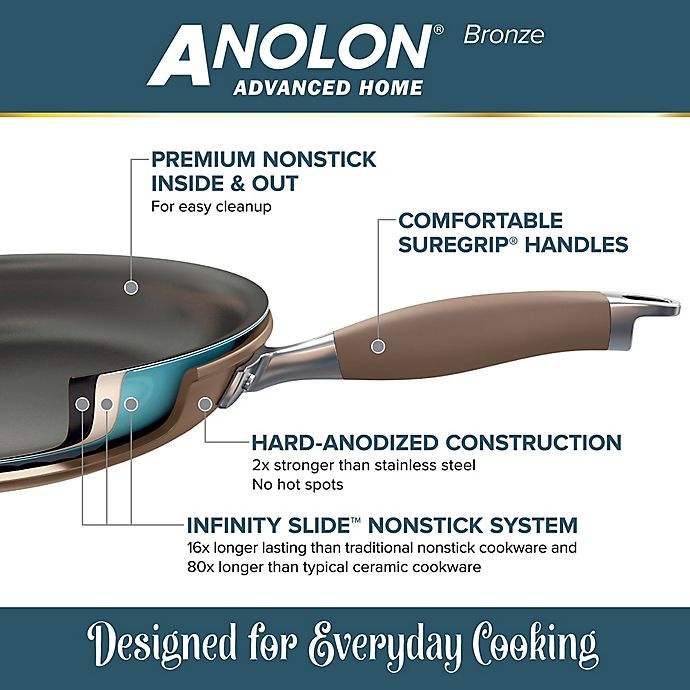 slide 2 of 3, Anolon Advanced Home Nonstick Hard-Anodized Aluminum Cookware Set - Bronze, 3 ct