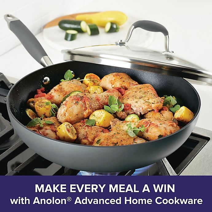 slide 3 of 5, Anolon Advanced Home Nonstick Hard-Anodized Aluminum Frying Pan with Lid - Moonstone, 12 in