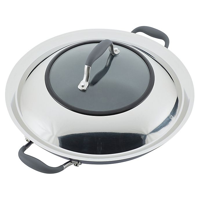 slide 4 of 9, Anolon Advanced Home Nonstick Hard-Anodized Aluminum Wok - Moonstone, 14 in