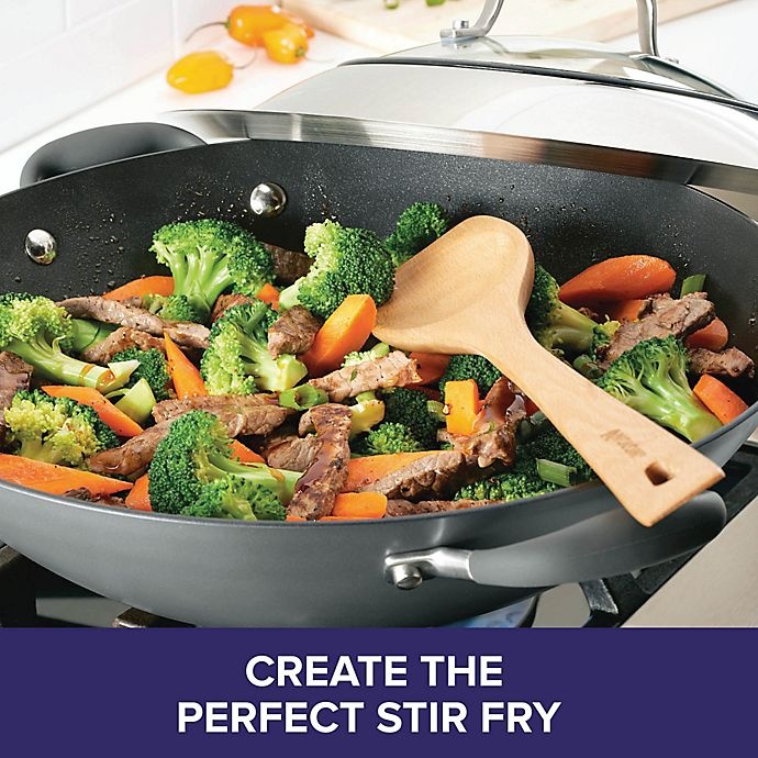 slide 6 of 9, Anolon Advanced Home Nonstick Hard-Anodized Aluminum Wok - Moonstone, 14 in